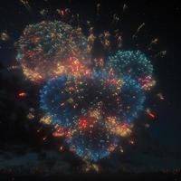 Abstract colored fireworks. AI render. photo