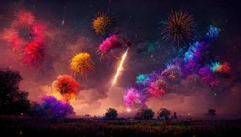 Bright festival fireworks. AI render photo