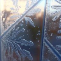 Frosty pattern on glass. AI render. photo