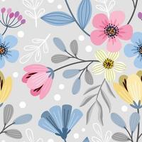 Colorful hand draw flowers seamless pattern vector