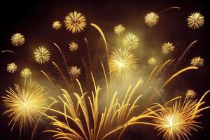 Golden Christmas fireworks. photo