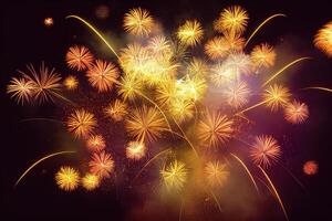 Golden Christmas fireworks. photo