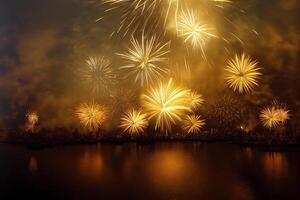 Golden Christmas fireworks. photo