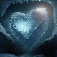 Ice heart postcard. AI render. photo