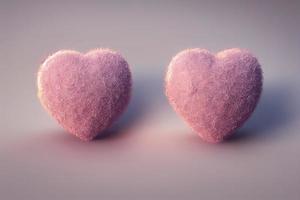 Pink fluffy hearts. AI render photo