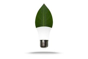 A leaf representing a light bulb Green energy photo