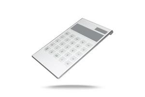 white elegant slim calculator isolated on white background photo