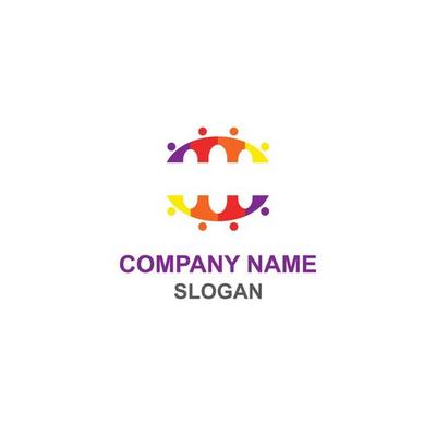 Happy family community, with colorful mirrored bridge shape logo.