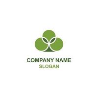 Three green clover leaf, circle negative space logo. vector