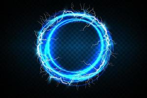 Blue Ball lightning. Abstract electric lightning strike. Light flash, thunder, spark. vector