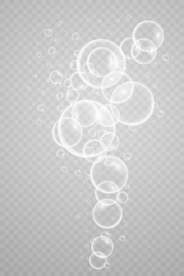Colorful soap bubbles. Isolated, transparent, realistic soap bubbles.