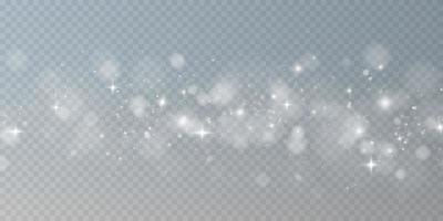 White bokeh lights with glowing particles. vector