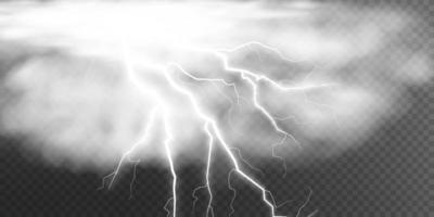 Thunderstorm with lightning and clouds. vector