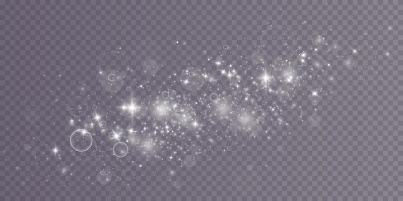 Light abstract glowing bokeh lights. Light bokeh effect isolated on transparent background. Christmas background from shining dust. Christmas concept flare sparkle.