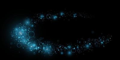 Blue bokeh lights with glowing particles. vector