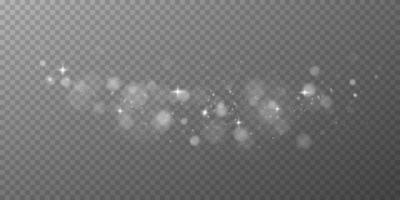 Light abstract glowing bokeh lights. Light bokeh effect isolated on transparent background. Christmas background from shining dust. Christmas concept flare sparkle. vector