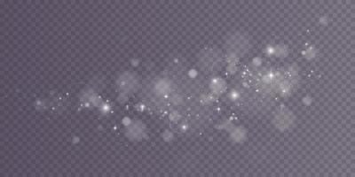 White bokeh lights with glowing particles isolated. vector