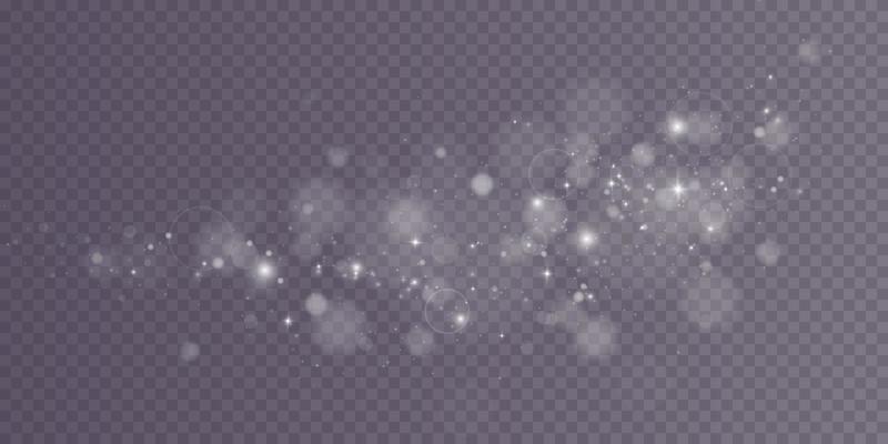 White bokeh lights with glowing particles isolated.
