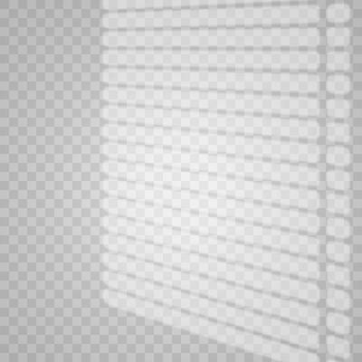 Transparent overlay windows and blinds shadow. Realistic light effect of shadows and natural lighting.