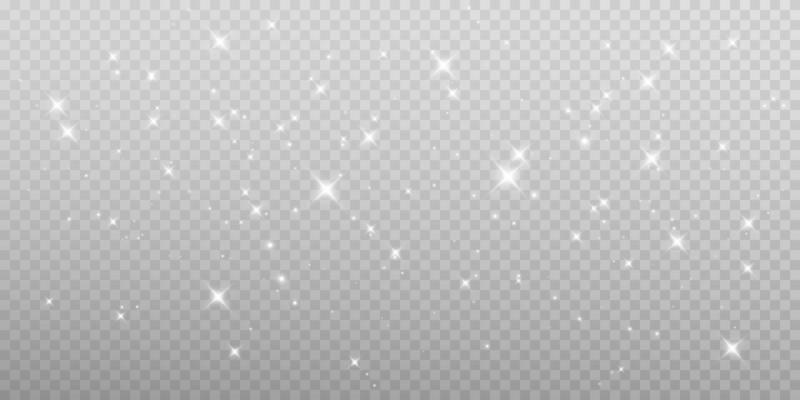 White sparks and white stars shine with special light. Vector sparkles. Christmas light effect. Sparkling magical dust particles