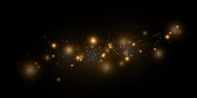 Golden bokeh lights with glowing particles. vector