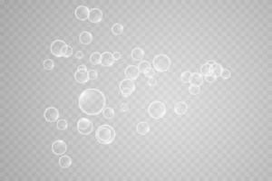 Colorful soap bubbles. Isolated, transparent, realistic soap bubbles. vector