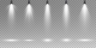 White Stage lighting. Bright lighting with spotlights. Directional studio light. vector