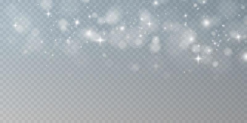 Light abstract glowing bokeh lights. Light bokeh effect isolated on transparent background. Christmas background from shining dust. Christmas concept flare sparkle.