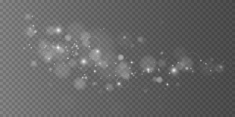 Light abstract glowing bokeh lights. Light bokeh effect isolated on transparent background. Christmas background from shining dust. Christmas concept flare sparkle.