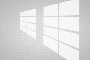 Transparent overlay windows and blinds shadow. Realistic light effect of shadows and natural lighting. vector