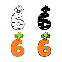 Number 6 in flat style isolated vector