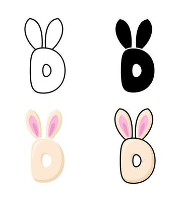 Alphabet D in flat style isolated