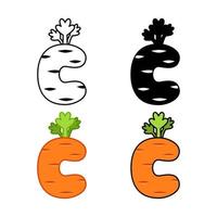 Alphabet C in flat style isolated vector