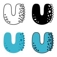 Alphabet U in flat style isolated vector