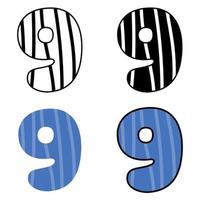 Number 9 in flat style isolated vector