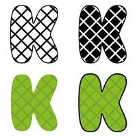 Alphabet K in flat style isolated vector