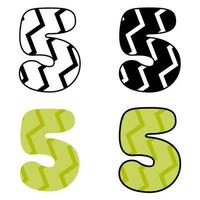 Number 5 in flat style isolated vector