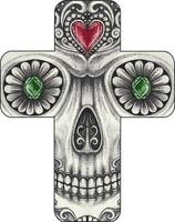 Art fancy skull cross. Hand drawing and make graphic vector. vector