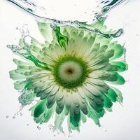 hermosa verde flor en el agua. generativo ai foto