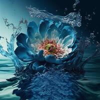 Beautiful blue flower in the water. photo