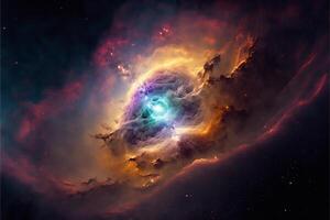 Star in the immensity of space with vibrant colors. photo