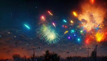 Sparkling color fireworks. photo