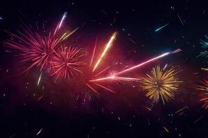 Sparkling color fireworks. photo