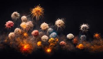 Sparkling color fireworks. photo