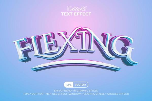 3D Text Effect Colorful Style. Editable Text Effect.
