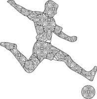 Football player mandala coloring page vector