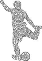 Football player mandala coloring page vector