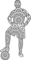 Football player mandala coloring page vector