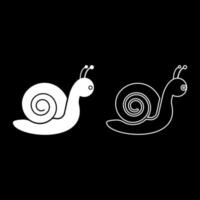 Snail mollusc set icon white color vector illustration image solid fill outline contour line thin flat style