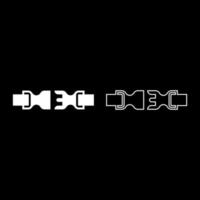 Buckle fastener clasp furniture for clothes system of fast snap join for backpack bag opened set icon white color vector illustration image solid fill outline contour line thin flat style